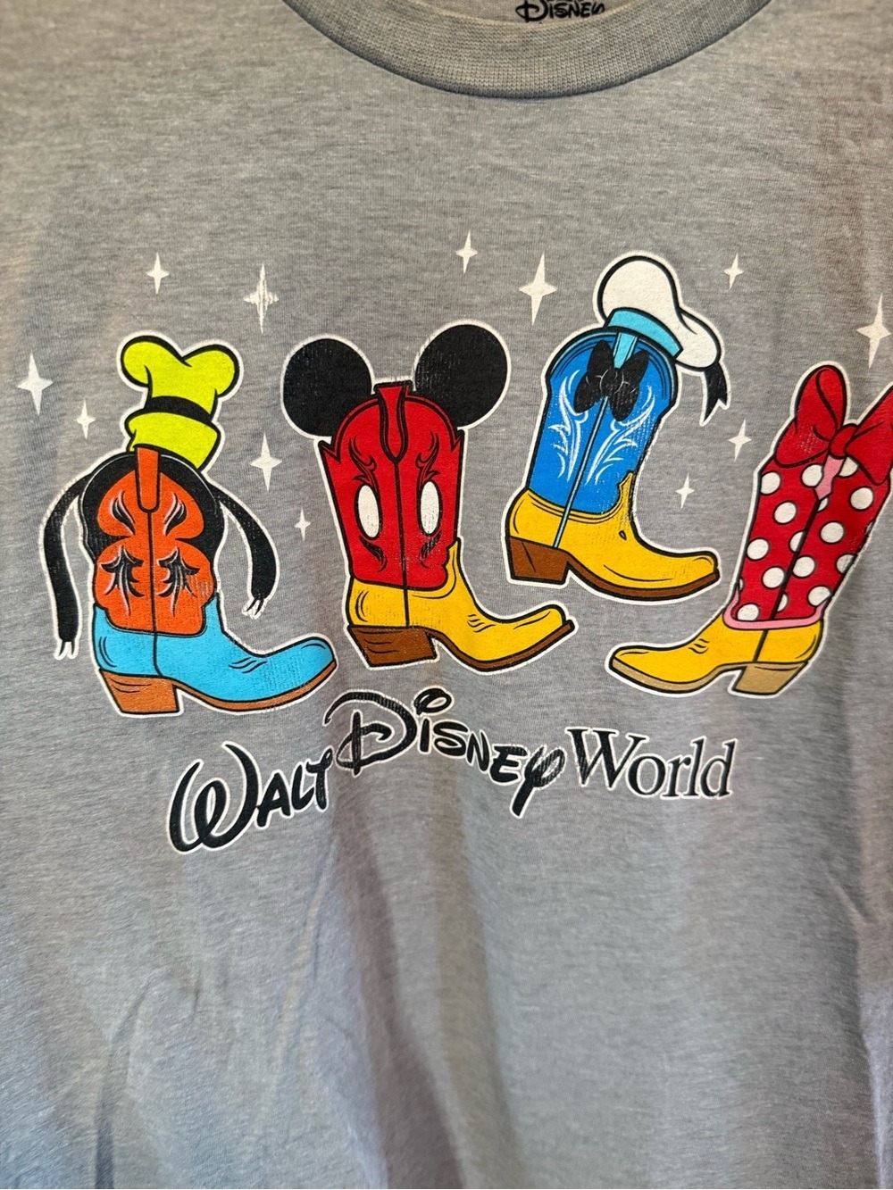 Disney Light Gray Western Cowboy Boot Tee with Black Print - Walt Disney World - Picture 3 of 4